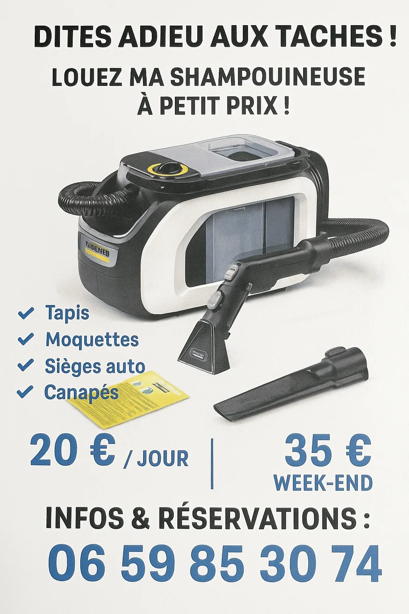 Shampouineuse à louer pour un nettoyage efficace