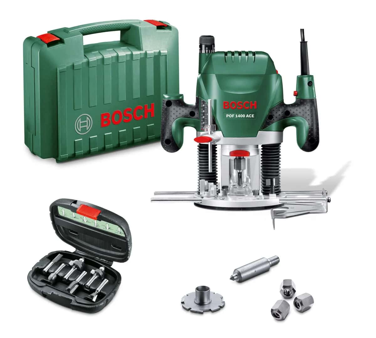 Défonceuse électrique POF 1400 ACE BOSCH avec coffret 6 fraises 1400 W