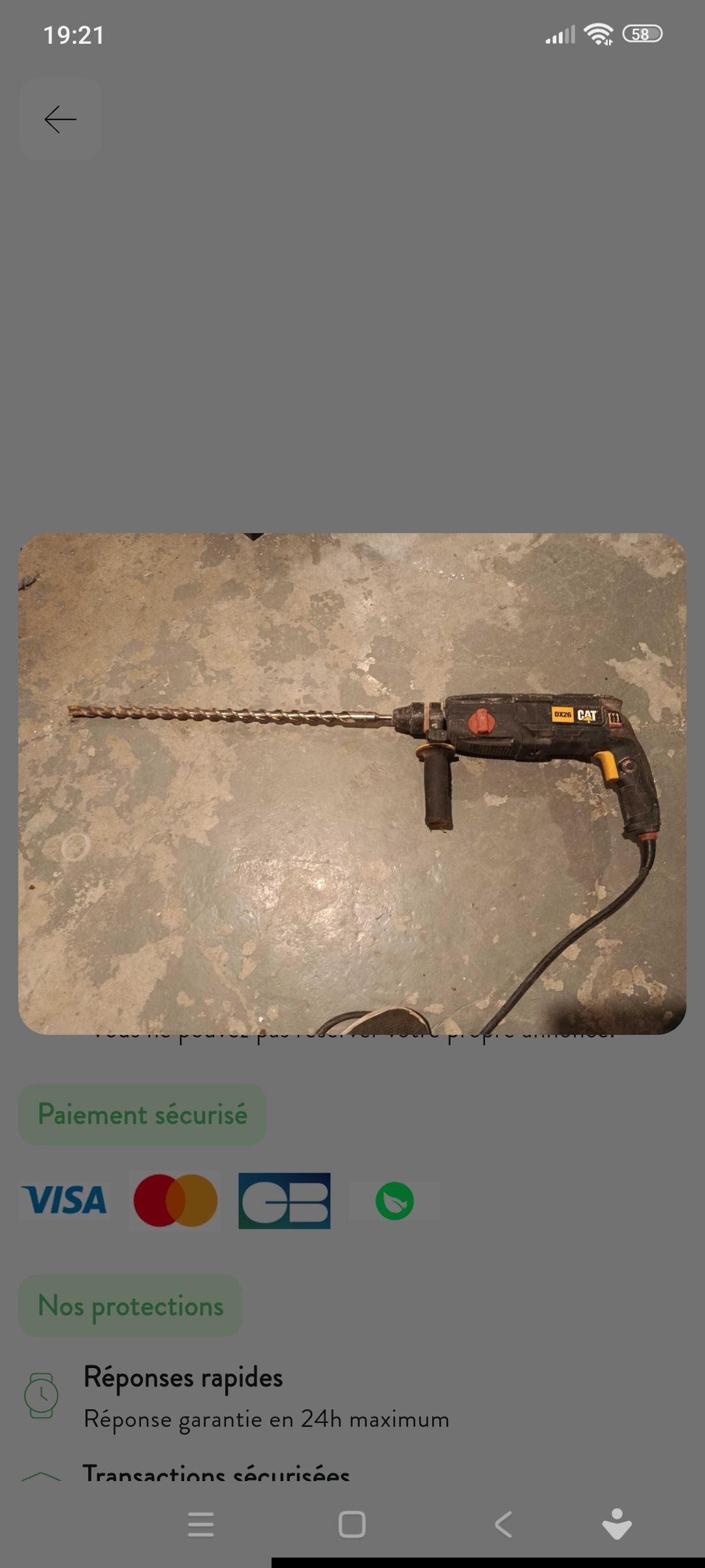 Perceuse Cat avec mèche diamètre 22