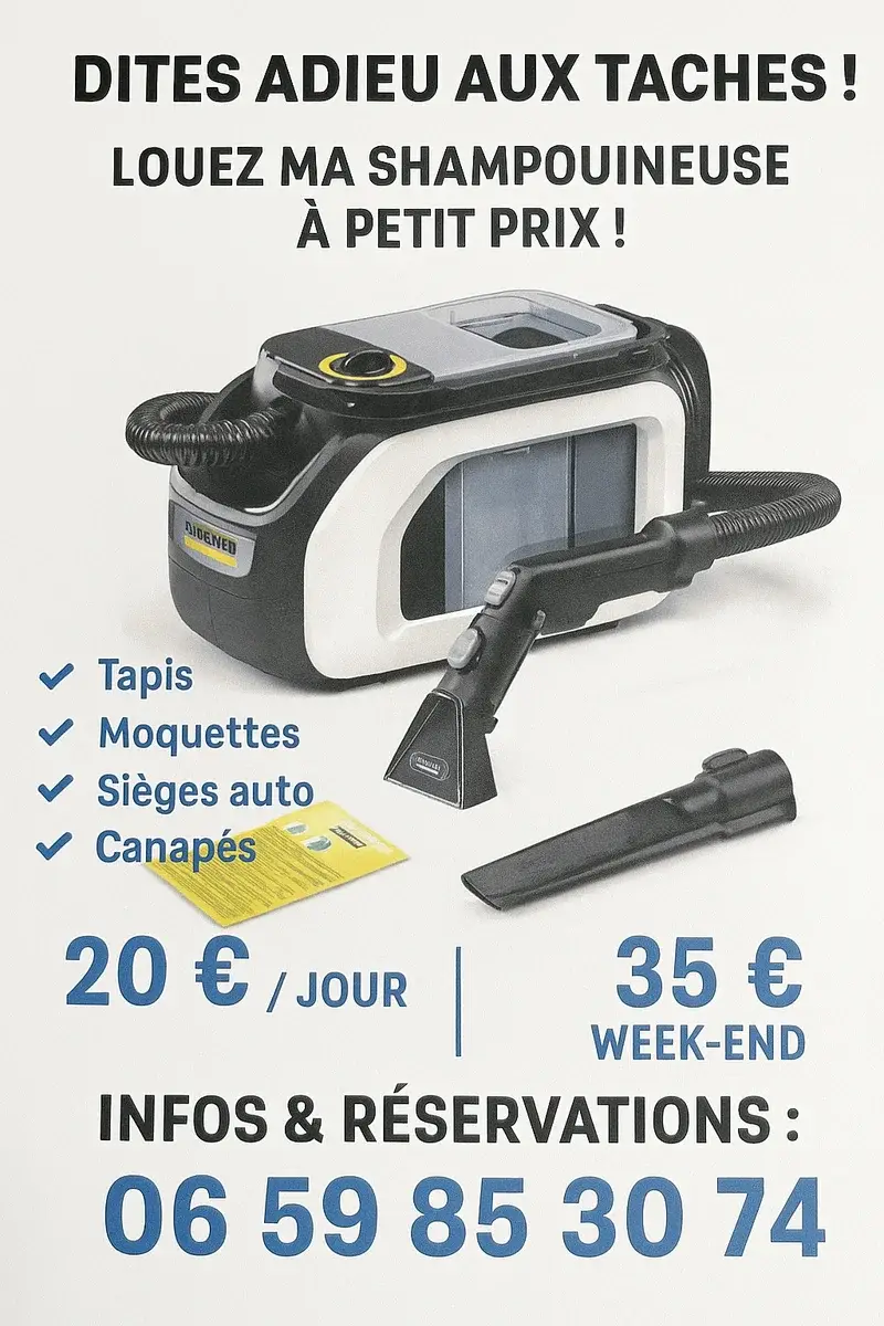Shampouineuse à louer pour un nettoyage efficace